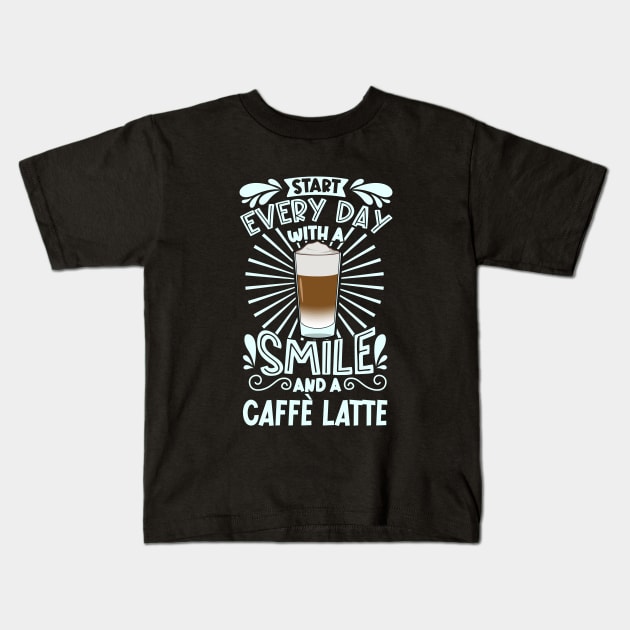 Smile with Caffè Latte Kids T-Shirt by Modern Medieval Design